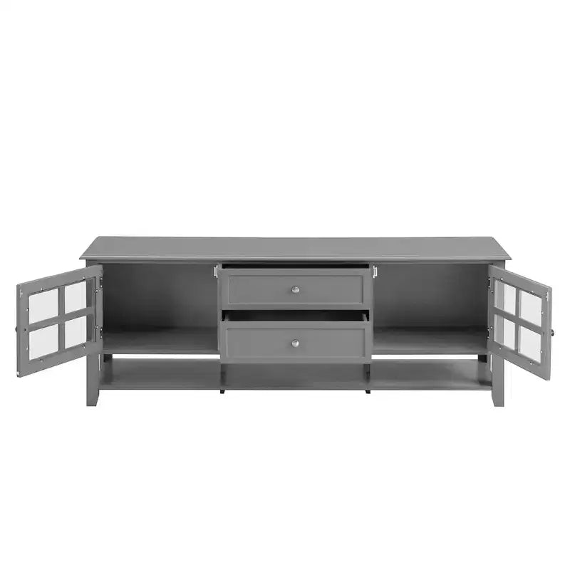 VIYET 59Mobile TV moderno per TV da 60", consolle multimediale in MDF grigio con contenitori multifunzionali e ante magnetiche silenziose