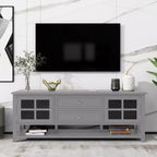 VIYET 59Mobile TV moderno per TV da 60", consolle multimediale in MDF grigio con contenitori multifunzionali e ante magnetiche silenziose