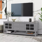 VIYET 59Mobile TV moderno per TV da 60", consolle multimediale in MDF grigio con contenitori multifunzionali e ante magnetiche silenziose