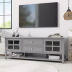 VIYET 59Mobile TV moderno per TV da 60", consolle multimediale in MDF grigio con contenitori multifunzionali e ante magnetiche silenziose