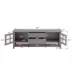 VIYET 59Mobile TV moderno per TV da 60", consolle multimediale in MDF grigio con contenitori multifunzionali e ante magnetiche silenziose