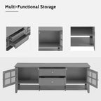 VIYET 59Mobile TV moderno per TV da 60", consolle multimediale in MDF grigio con contenitori multifunzionali e ante magnetiche silenziose