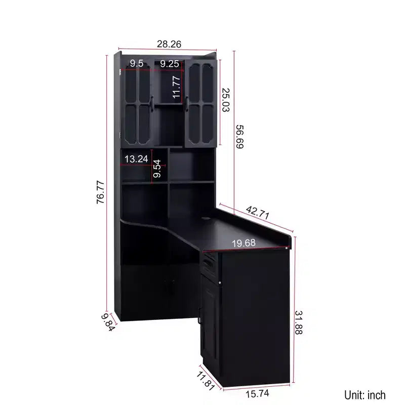 Scrivania angolare a L TUYOHW, Scrivania per computer con libreria e scaffali, Scrivania da studio 2 in 1 con cassetti, armadietti, Scrivania moderna per ufficio, studio