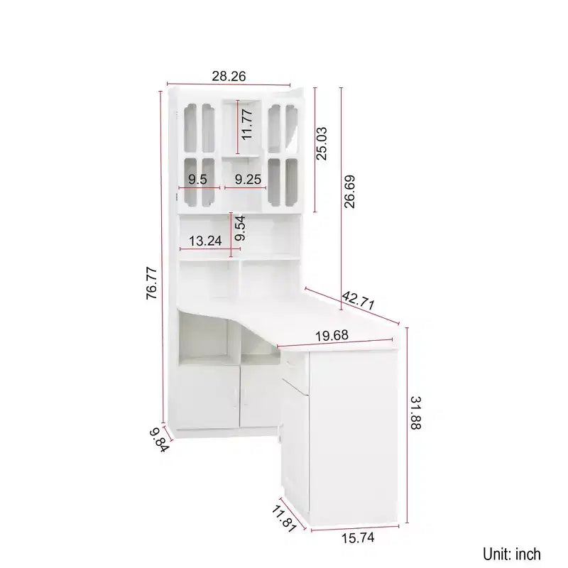 Scrivania angolare a L TUYOHW, Scrivania per computer con libreria e scaffali, Scrivania da studio 2 in 1 con cassetti, armadietti, Scrivania moderna per ufficio, studio