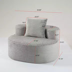 TUYOHW Divano Lounge in Velluto a Coste, Divano Moderno Imbottito con Tessuto a Coste, Cuscini Decorativi, Divani per Soggiorno, Camera da Letto, Nessun Montaggio Richiesto, Grigio Fumo
