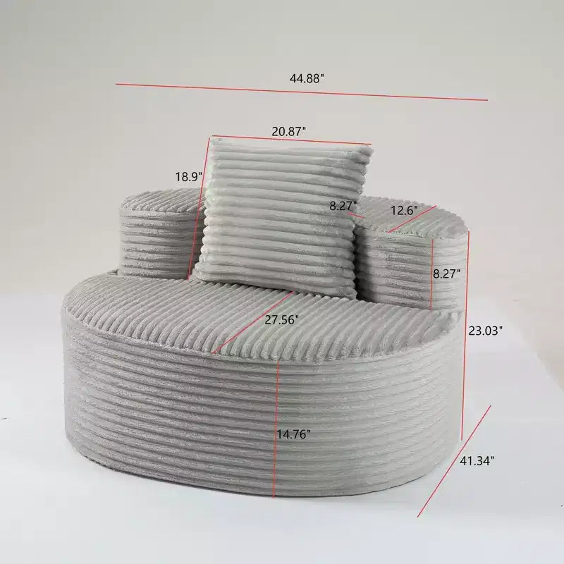 TUYOHW Divano Lounge in Velluto a Coste, Divano Moderno Imbottito con Tessuto a Coste, Cuscini Decorativi, Divani per Soggiorno, Camera da Letto, Nessun Montaggio Richiesto, Grigio Fumo