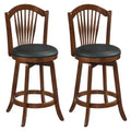 Costway Swivel Bar Stools Set of 2/4, 25 Counter Height Barstools with Backrests, Wood Frame Brown