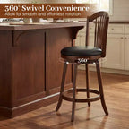 Costway Set di 2/4 Sgabelli da Bar Girevoli, Sgabelli da 63,5 cm con Schienale, Telaio in Legno Marrone