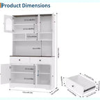 Dispensa a Colonna da Cucina Stile Fattoria, Mobile Dispensa Autoportante Alto 180 cm con Ripiani Aperti e Piano d'Appoggio per Cucina o Sala da Pranzo