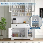 Dispensa a Colonna da Cucina Stile Fattoria, Mobile Dispensa Autoportante Alto 180 cm con Ripiani Aperti e Piano d'Appoggio per Cucina o Sala da Pranzo
