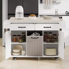 Carrello da cucina sumyeg con vano per pattumiera, anta a ribalta, portaspezie, portasciugamani e cassetto, carrello su ruote con ripiano regolabile per cucina