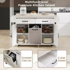 Carrello da cucina sumyeg con vano per pattumiera, anta a ribalta, portaspezie, portasciugamani e cassetto, carrello su ruote con ripiano regolabile per cucina