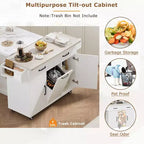 Carrello da cucina sumyeg con vano per pattumiera, anta a ribalta, portaspezie, portasciugamani e cassetto, carrello su ruote con ripiano regolabile per cucina
