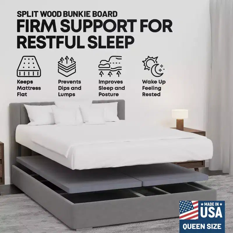 Continental Sleep, Basi per letto a castello in legno massello con superficie Premium da 38 mm, a doghe, per materasso matrimoniale, 4 pezzi, supporto sotto materasso