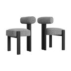 Sedie da pranzo imbottite, sedie da pranzo moderne in boucle con schienale ergonomico curvo, comode sedie da cucina con gambe in legno di caucciù