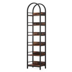 MAYEERTY Libreria angolare ad arco a 6 ripiani, libreria con ripiano superiore curvo alta 200 cm