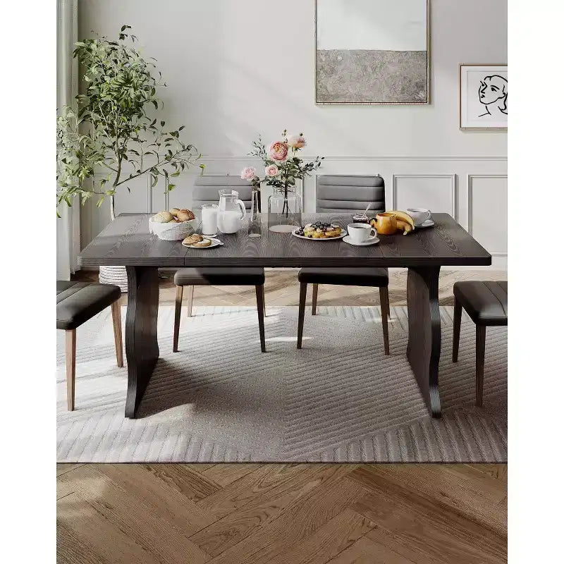 Lantine Tavolo da pranzo moderno per 4-6 persone, tavolo da cucina rettangolare nero da 63 pollici, mobili da cucina e sala da pranzo in legno