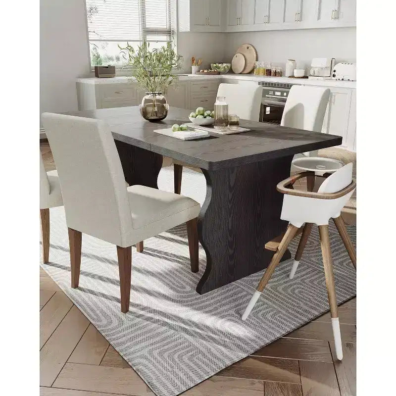 Lantine Tavolo da pranzo moderno per 4-6 persone, tavolo da cucina rettangolare nero da 63 pollici, mobili da cucina e sala da pranzo in legno