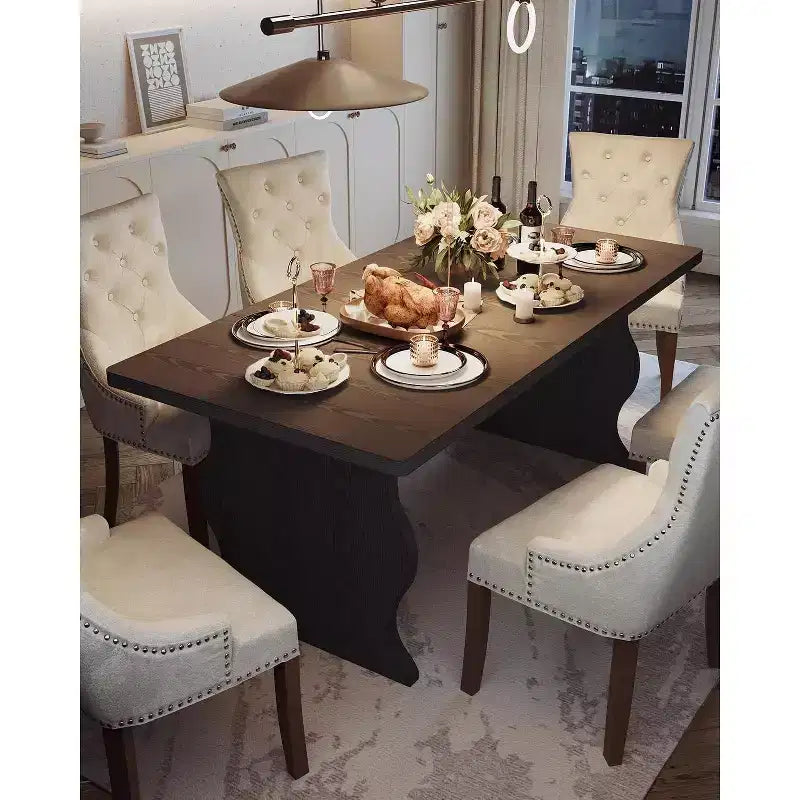 Lantine Tavolo da pranzo moderno per 4-6 persone, tavolo da cucina rettangolare nero da 63 pollici, mobili da cucina e sala da pranzo in legno