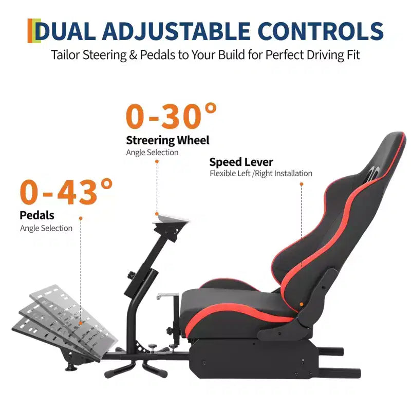 Supporto per Volante da Corsa, Postazione di Guida Simulatore Pieghevole per g923/g920/g29, Supporto per Volante e Angolo Pedali Regolabili, Postazione di Guida Sim Racing