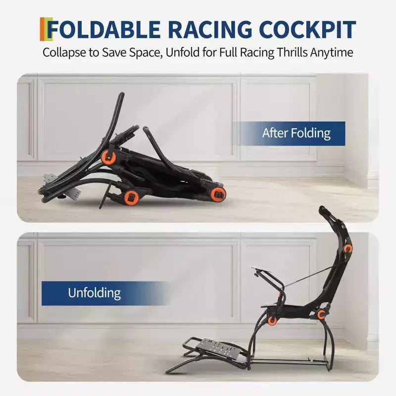 Supporto per Volante da Corsa, Postazione di Guida Simulatore Pieghevole per g923/g920/g29, Supporto per Volante e Angolo Pedali Regolabili, Postazione di Guida Sim Racing