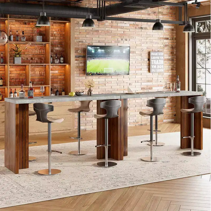 Tavolo da bar per 4-6 persone - Tavolo da pub alto 55, altezza bancone, con piano extra spesso, mobile bar moderno rettangolare per la cucina