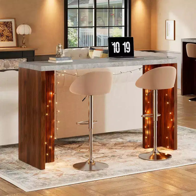 Tavolo da bar per 4-6 persone - Tavolo da pub alto 55, altezza bancone, con piano extra spesso, mobile bar moderno rettangolare per la cucina