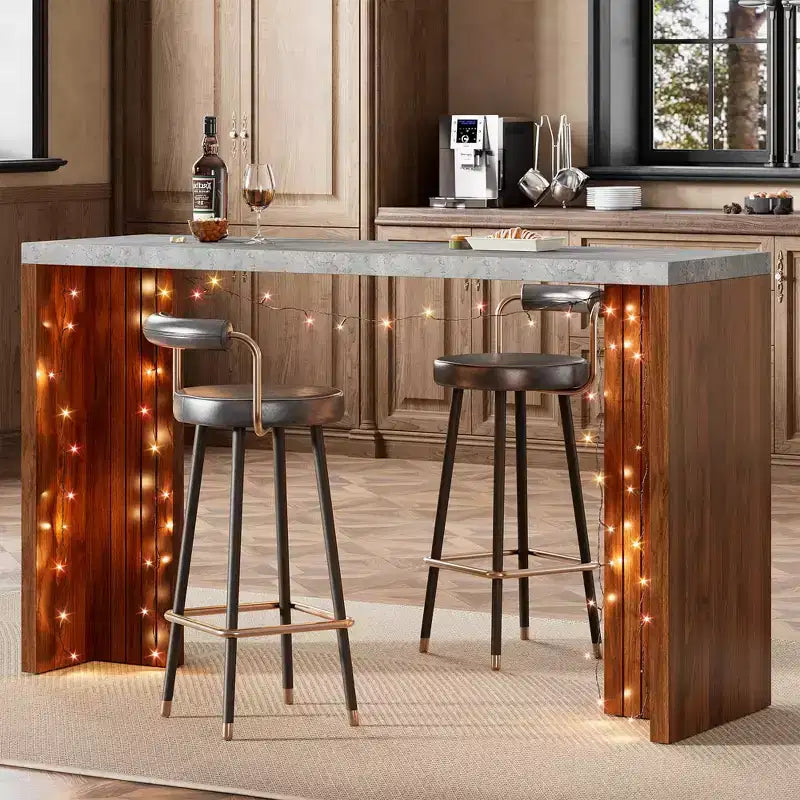 Tavolo da bar per 4-6 persone - Tavolo da pub alto 55, altezza bancone, con piano extra spesso, mobile bar moderno rettangolare per la cucina