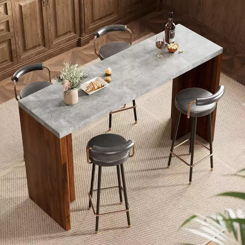 Tavolo da bar per 4-6 persone - Tavolo da pub alto 55, altezza bancone, con piano extra spesso, mobile bar moderno rettangolare per la cucina