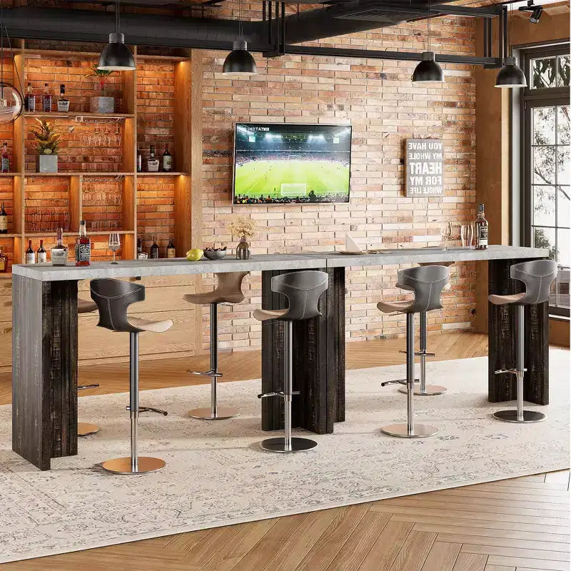Tavolo da bar per 4-6 persone - Tavolo da pub alto 55, altezza bancone, con piano extra spesso, mobile bar moderno rettangolare per la cucina