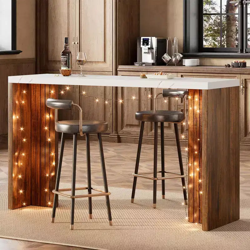 Tavolo da bar per 4-6 persone - Tavolo da pub alto 55, altezza bancone, con piano extra spesso, mobile bar moderno rettangolare per la cucina