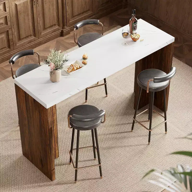 Tavolo da bar per 4-6 persone - Tavolo da pub alto 55, altezza bancone, con piano extra spesso, mobile bar moderno rettangolare per la cucina