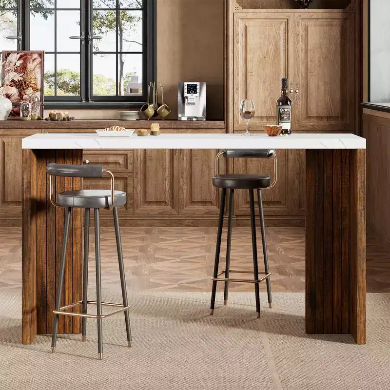 Tavolo da bar per 4-6 persone - Tavolo da pub alto 55, altezza bancone, con piano extra spesso, mobile bar moderno rettangolare per la cucina