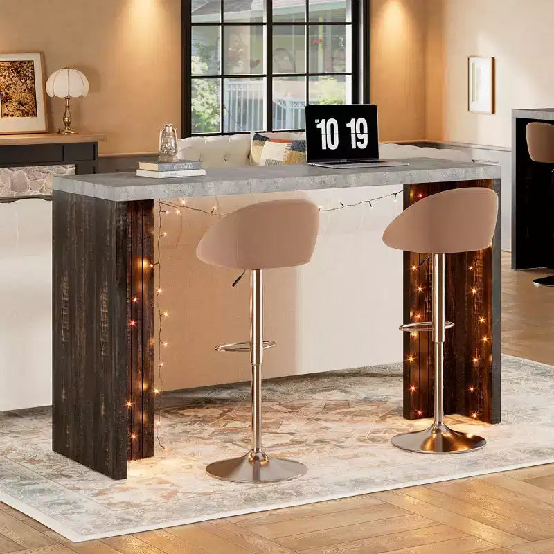 Tavolo da bar per 4-6 persone - Tavolo da pub alto 55, altezza bancone, con piano extra spesso, mobile bar moderno rettangolare per la cucina