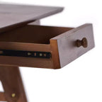 TUYOHW 57 Scrivania da ufficio in legno di gomma, Scrivania per computer con 1 cassetto, Gambe a telaio, Scrivania per gaming, studio, ufficio, piccoli spazi, Noce