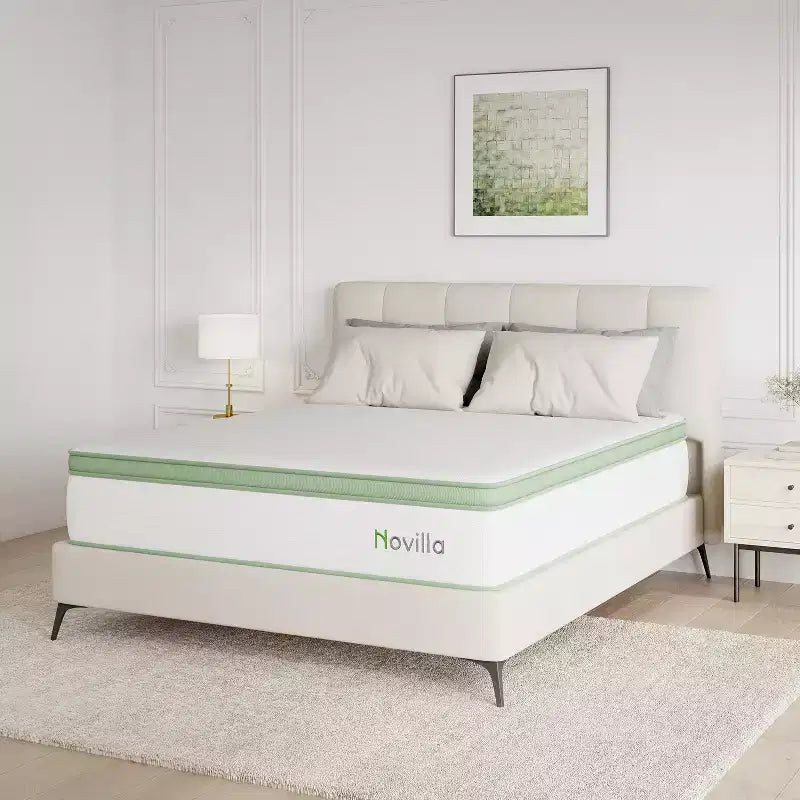 Materasso Novilla 12 pollici, a rigidità media, ibrido in memory foam/molle insacchettate, in scatola, con isolamento del movimento