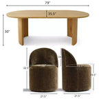 Set da pranzo per 6 persone, tavolo ovale da 79 pollici e sedie a botte senza braccioli in tessuto ciniglia con rotelle, perfette per cucine - Panipeachy