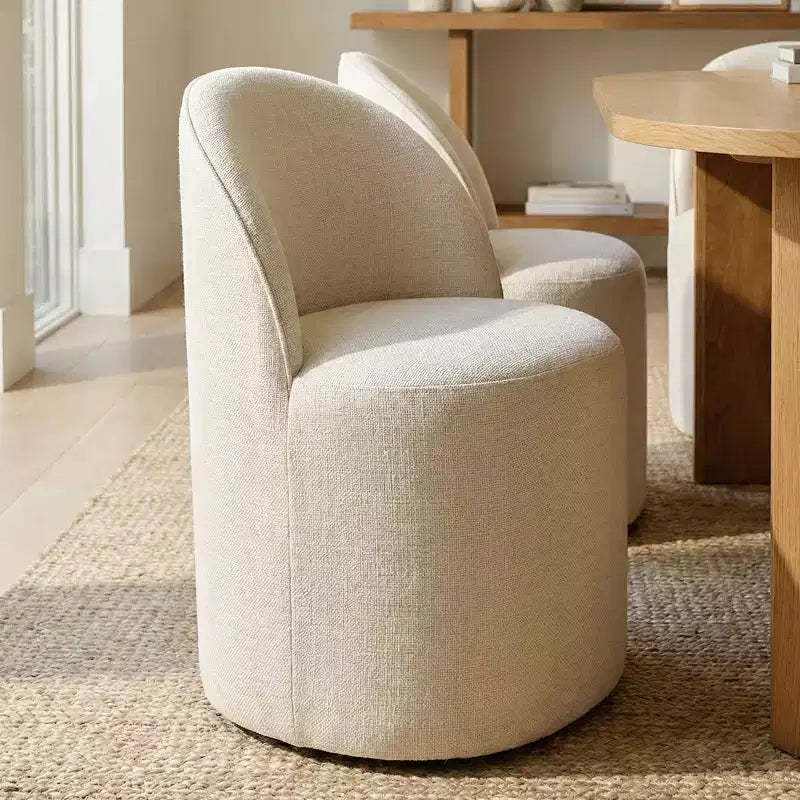 Set da pranzo per 6 persone, tavolo ovale da 79 pollici e sedie a botte senza braccioli in tessuto ciniglia con rotelle, perfette per cucine - Panipeachy