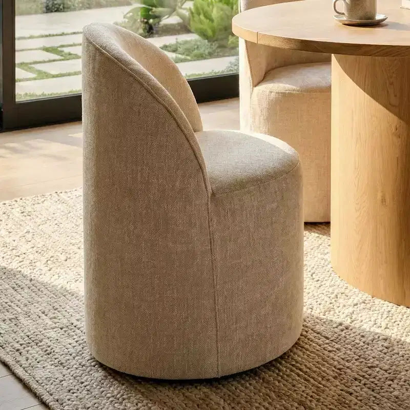 Set da pranzo per 6 persone, tavolo ovale da 79 pollici e sedie a botte senza braccioli in tessuto ciniglia con rotelle, perfette per cucine - Panipeachy