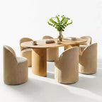 Set da pranzo per 6 persone, tavolo ovale da 79 pollici e sedie a botte senza braccioli in tessuto ciniglia con rotelle, perfette per cucine - Panipeachy