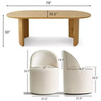 Set da pranzo per 6 persone, tavolo ovale da 79 pollici e sedie a botte senza braccioli in tessuto ciniglia con rotelle, perfette per cucine - Panipeachy