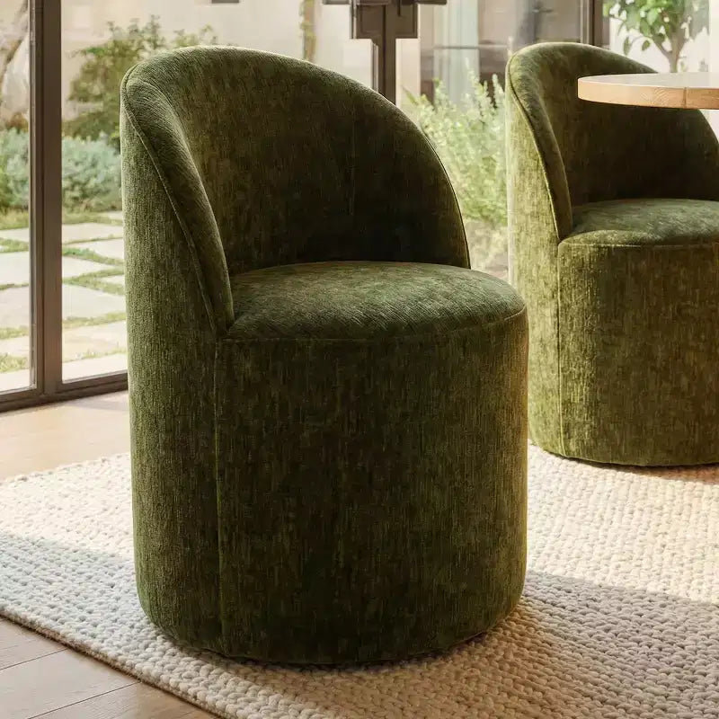 Set da pranzo per 6 persone, tavolo ovale da 79 pollici e sedie a botte senza braccioli in tessuto ciniglia con rotelle, perfette per cucine - Panipeachy