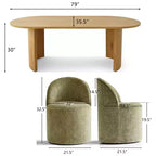 Set da pranzo per 6 persone, tavolo ovale da 79 pollici e sedie a botte senza braccioli in tessuto ciniglia con rotelle, perfette per cucine - Panipeachy