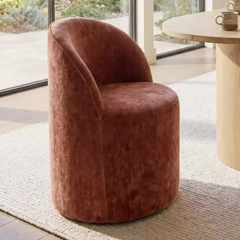 Set da pranzo per 6 persone, tavolo ovale da 79 pollici e sedie a botte senza braccioli in tessuto ciniglia con rotelle, perfette per cucine - Panipeachy