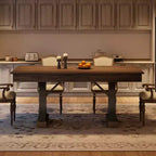 Tavolo da pranzo per 6-8 persone con 2 cassetti, tavolo da cucina in legno con doppio piedistallo e piano grande, tavolo da pranzo rettangolare grande da 2,4 m con struttura robusta