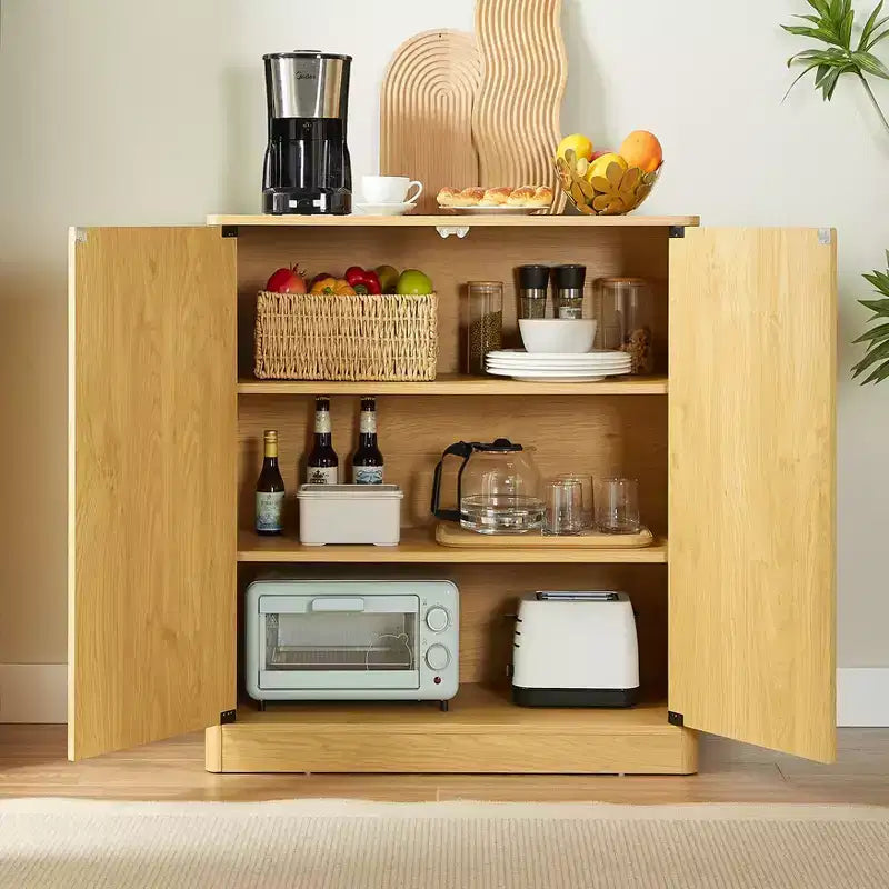 Mobile Credenza Ondulato, Design Curvo Moderno, Mobile Contenitore a Due Ante, per Cucina/Camera da Letto/Soggiorno