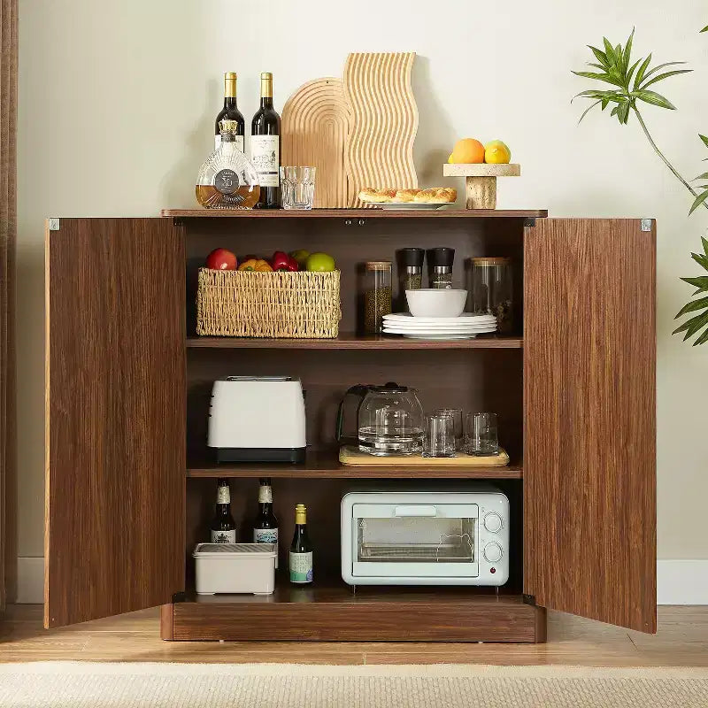 Mobile Credenza Ondulato, Design Curvo Moderno, Mobile Contenitore a Due Ante, per Cucina/Camera da Letto/Soggiorno