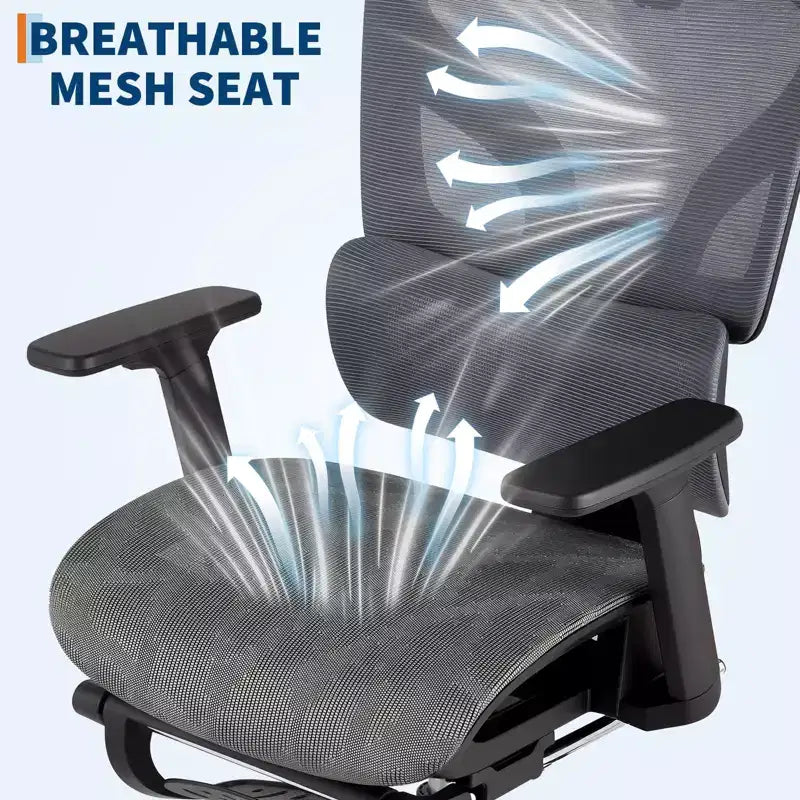 Sedia da Ufficio Ergonomica con Poggiapiedi, Sedia da Scrivania per Computer in Rete con Supporto Lombare, Poggiatesta e Braccioli Regolabili, per Ufficio