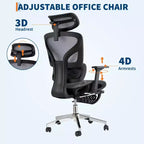 Sedia da Ufficio Ergonomica con Poggiapiedi, Sedia da Scrivania per Computer in Rete con Supporto Lombare, Poggiatesta e Braccioli Regolabili, per Ufficio