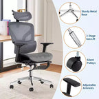 Sedia da Ufficio Ergonomica con Poggiapiedi, Sedia da Scrivania per Computer in Rete con Supporto Lombare, Poggiatesta e Braccioli Regolabili, per Ufficio